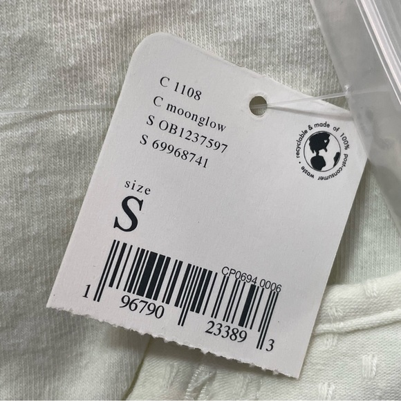 Free People NWT Moonglow Brunch Date Henley Cream Ivory Blouse Crop Top Size S - Picture 9 of 12